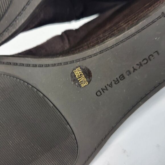 Lucky Brand Zorlina Ankle Boots Wedge Heel Zip Up chocolate Suede - Picture 11 of 11